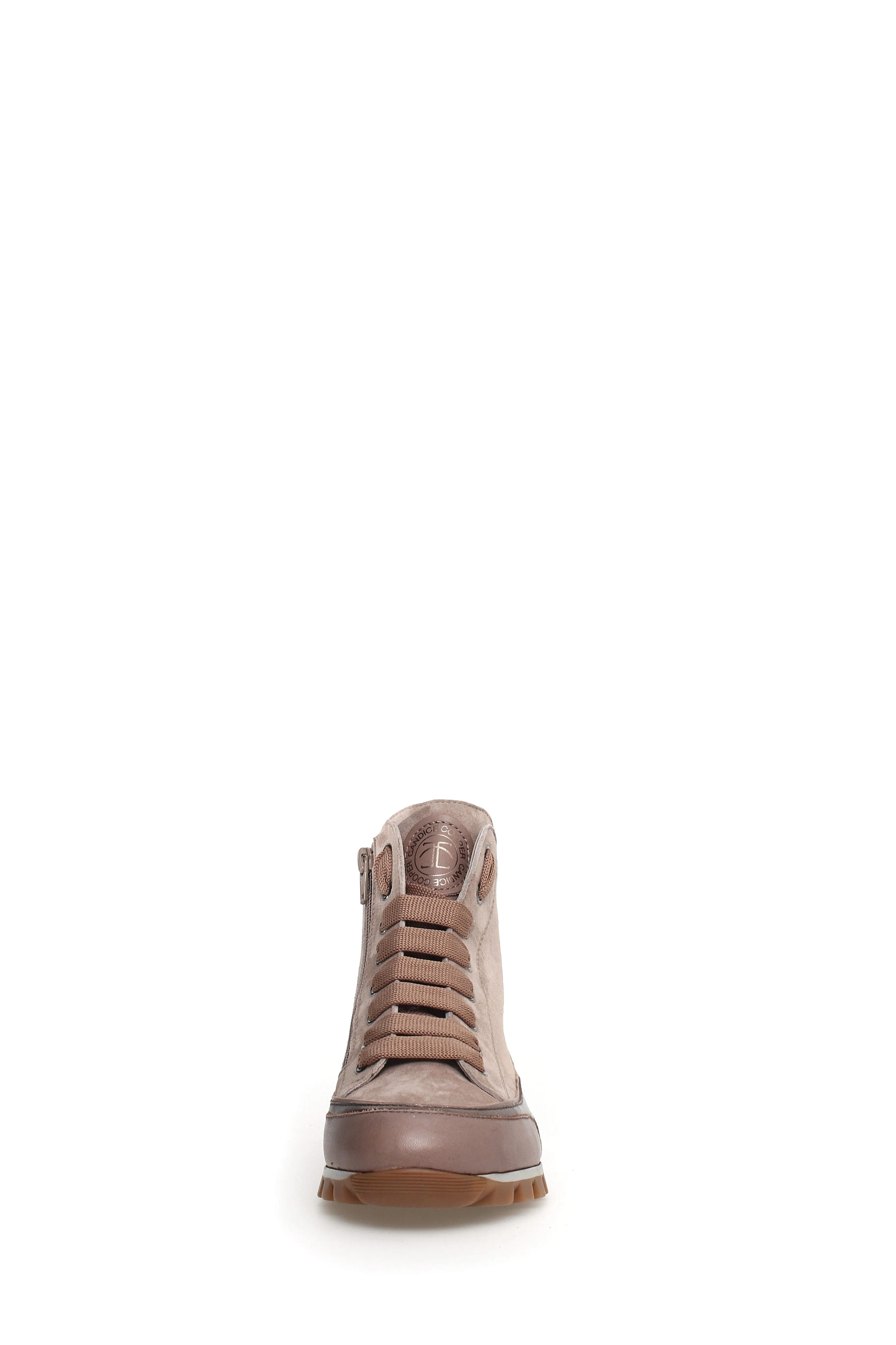 Candice Cooper Janis Strip I Leather   Velour High Top Sneakers | Taupe