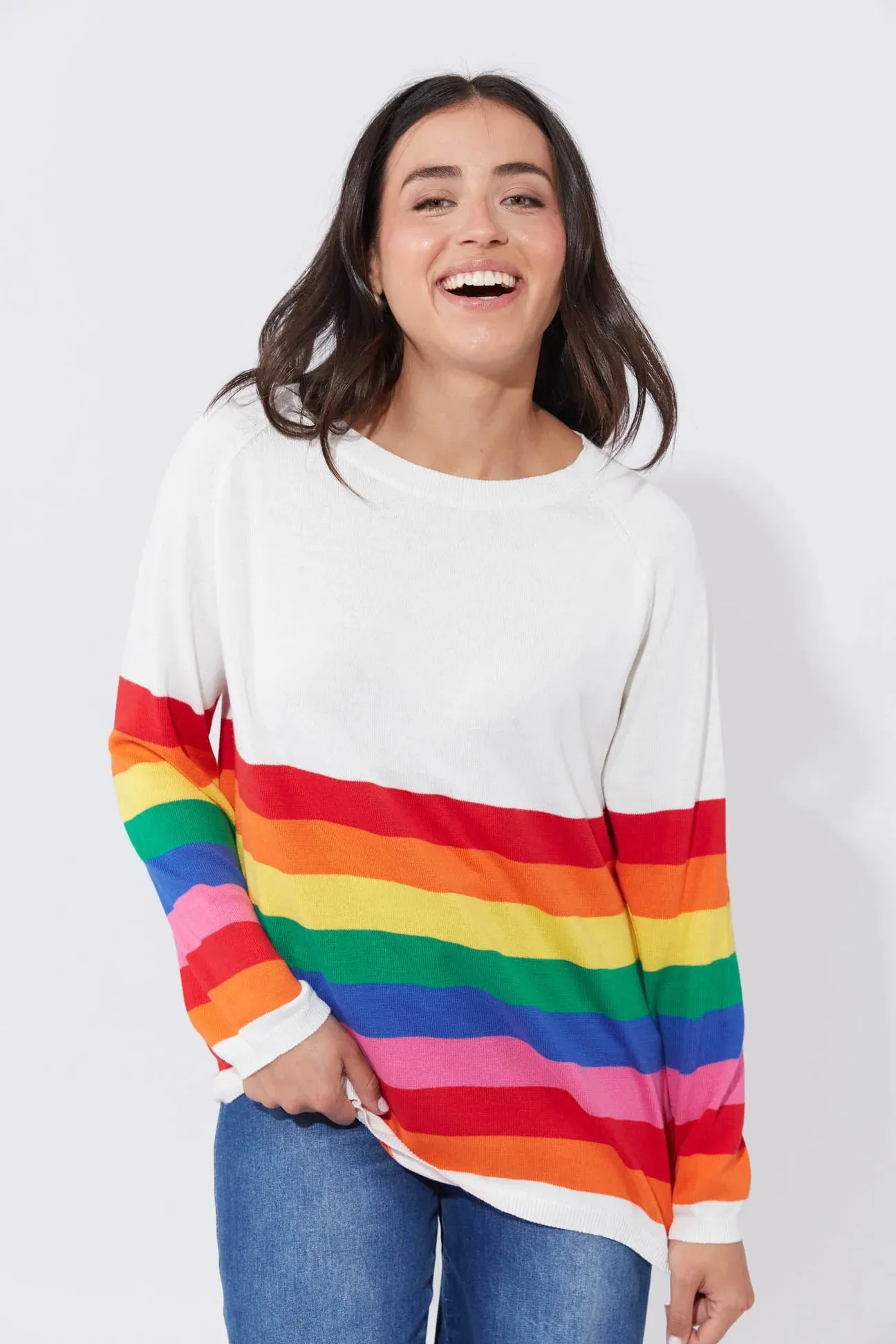 FLORIDA STRIPE JUMPER- RAINBOW