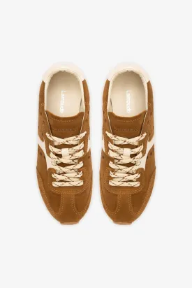 Larroude Stella Sneaker Trainer in Russet Suede