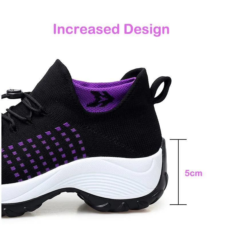 Women's Comfortable Flying Woven Increased Heel Sneakers