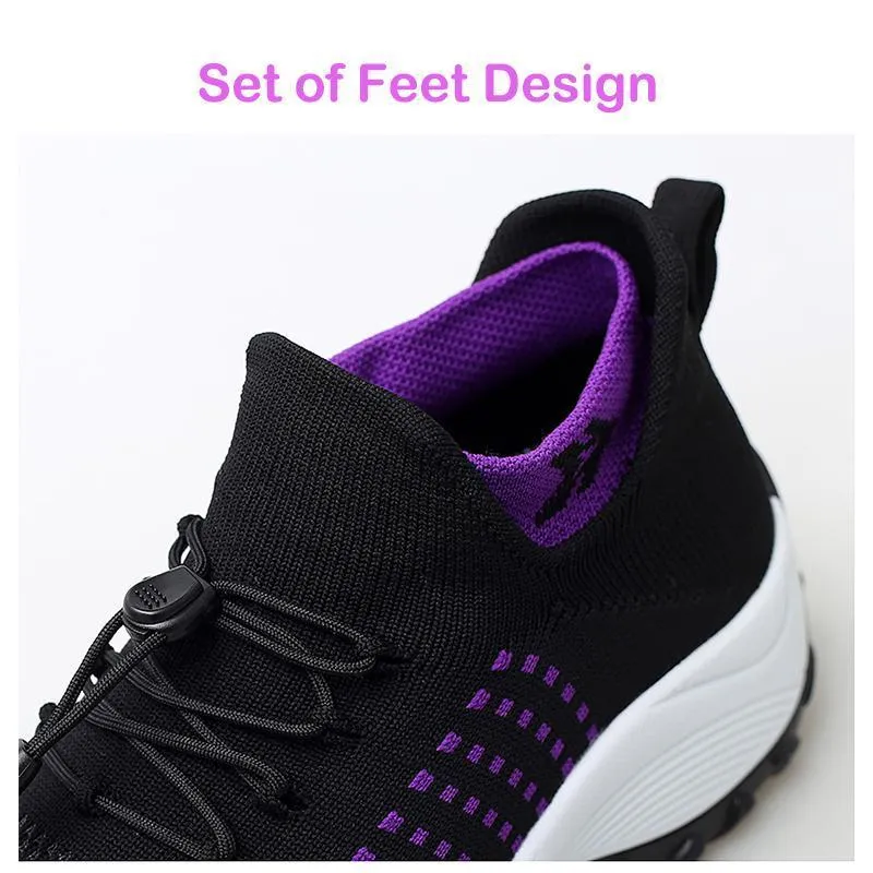 Women's Comfortable Flying Woven Increased Heel Sneakers