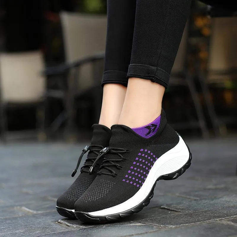 Women's Comfortable Flying Woven Increased Heel Sneakers