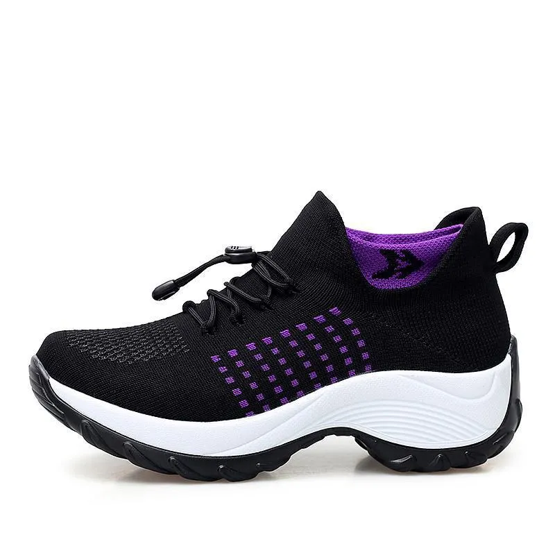 Women's Comfortable Flying Woven Increased Heel Sneakers