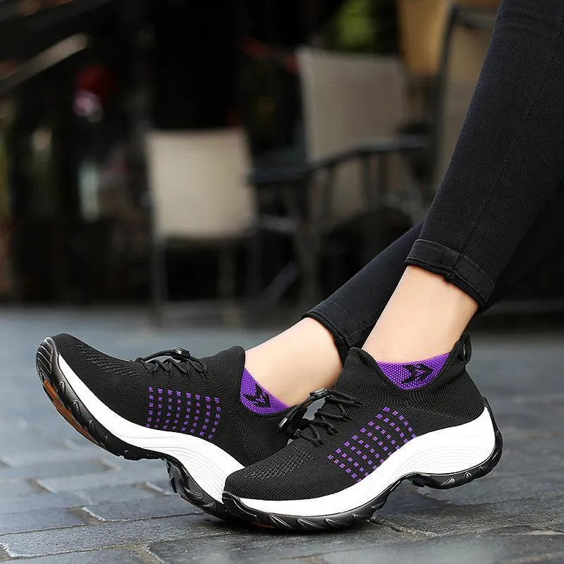 Women's Comfortable Flying Woven Increased Heel Sneakers