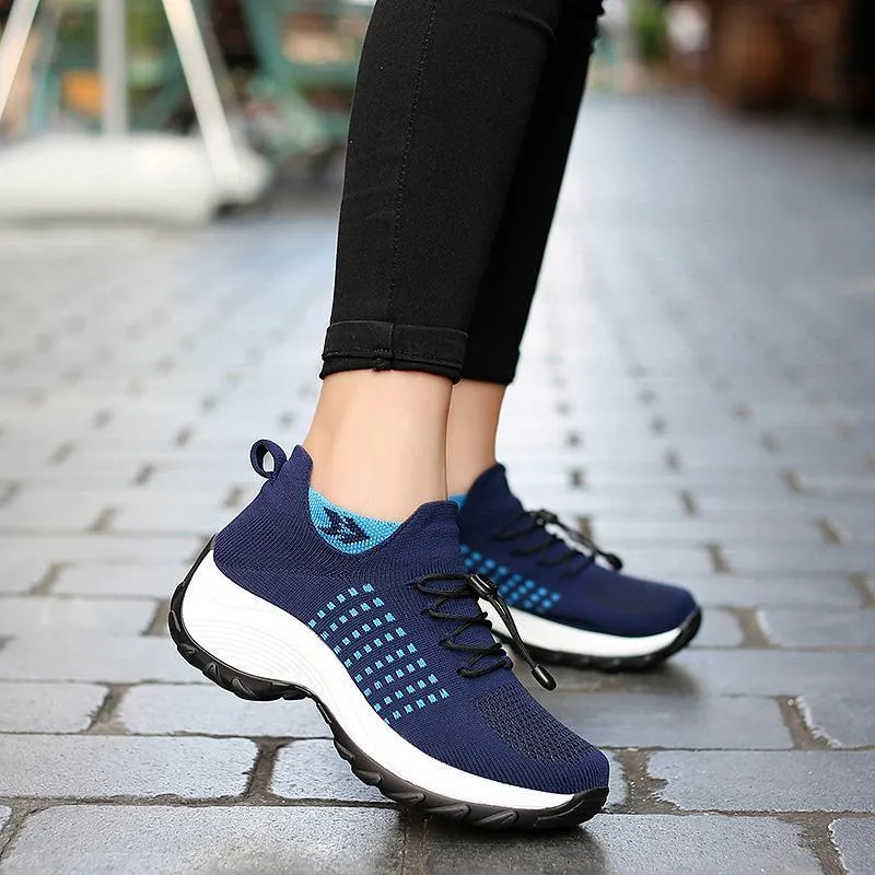 Women's Comfortable Flying Woven Increased Heel Sneakers