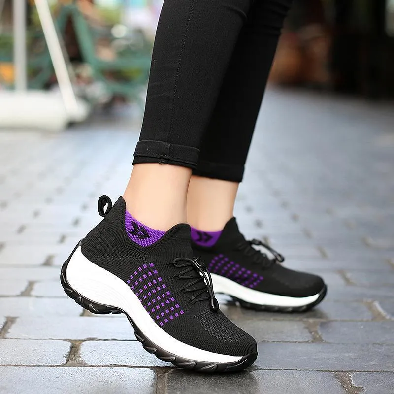 Women's Comfortable Flying Woven Increased Heel Sneakers