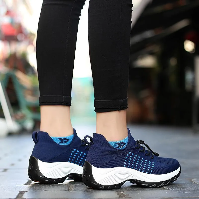 Women's Comfortable Flying Woven Increased Heel Sneakers