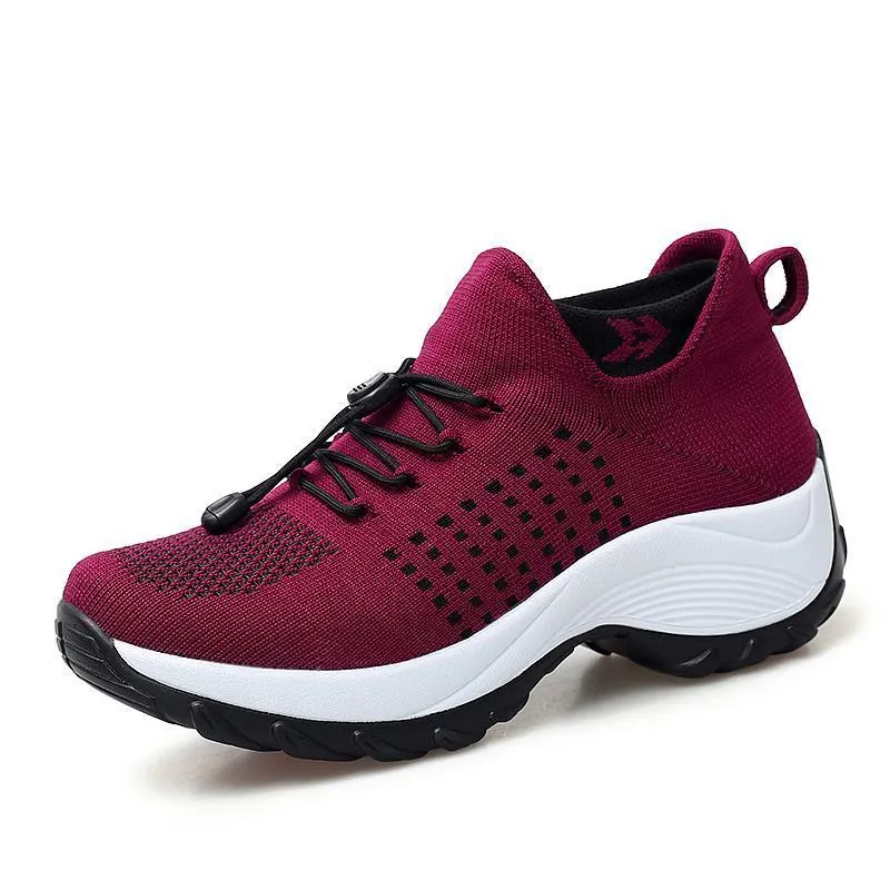 Women's Comfortable Flying Woven Increased Heel Sneakers