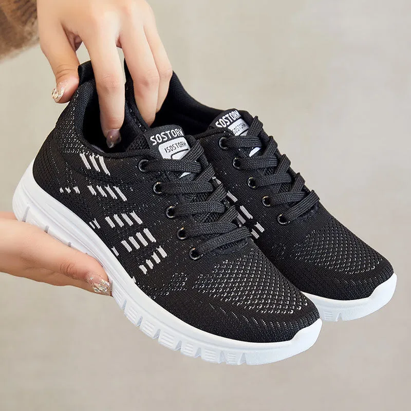 Womens Sneakers  Breathable Knit  Cushioned Sole  Athletic Fit  Ankle-Length