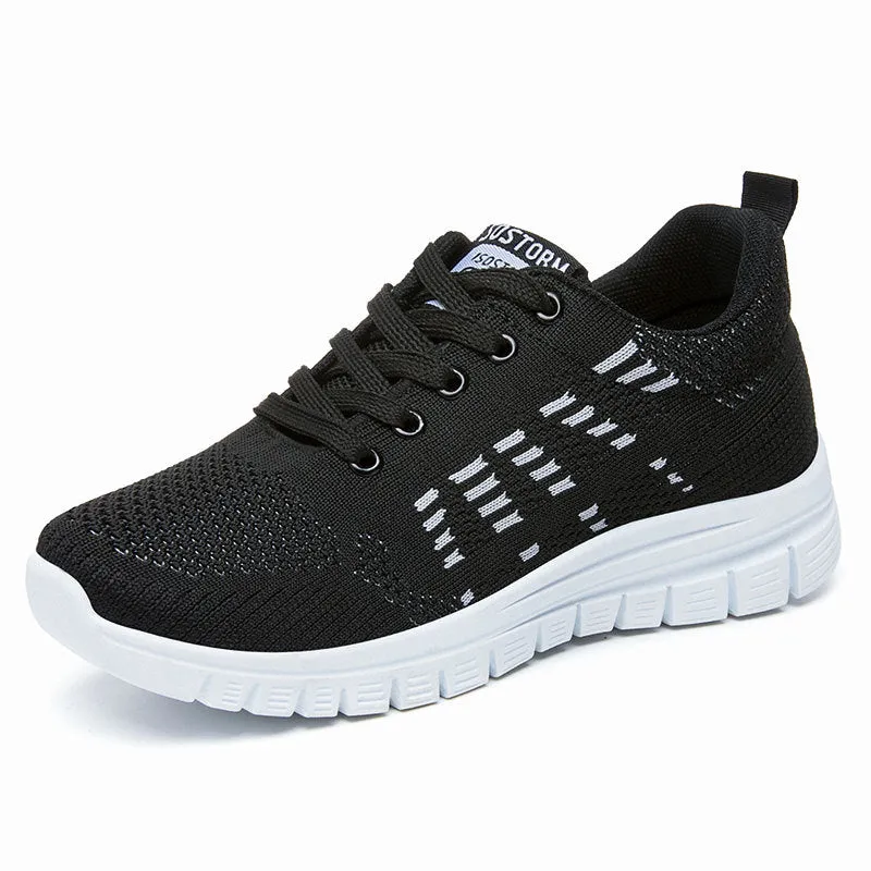 Womens Sneakers  Breathable Knit  Cushioned Sole  Athletic Fit  Ankle-Length