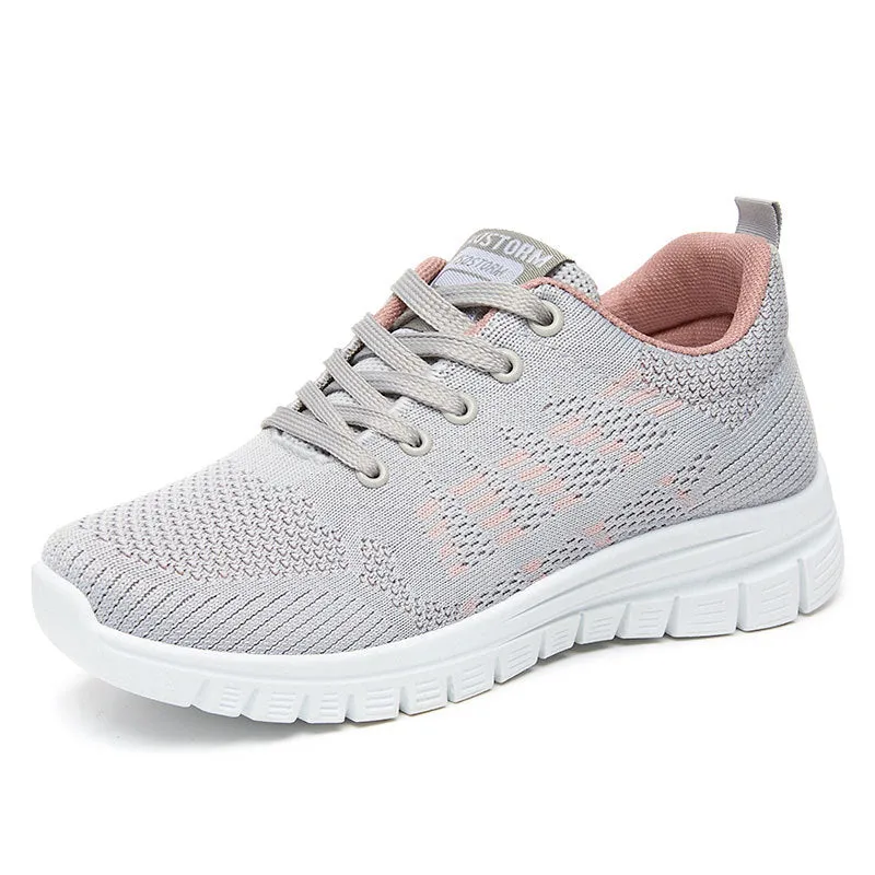 Womens Sneakers  Breathable Knit  Cushioned Sole  Athletic Fit  Ankle-Length